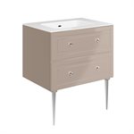 Alma Taupe 30" Vanity w /  Chrome Legs & Knobs with Integrated White Solid Surface Top