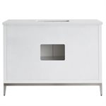 Bungalow 48" White and Silver Bathroom Vanity with Pure White Quartz Countertop and Basin