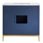 Bungalow 36" Navy and Gold Bathroom Vanity with Carrara Marble Countertop and Basin