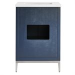 Bungalow 24" Navy and Silver Bathroom Vanity with Pure White Quartz Countertop and Basin