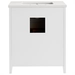 Iconic 30" White and Silver Vanity with Pure White Quartz Top