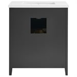 Iconic 30" Charcoal and Gold Vanity with Pure White Quartz Top