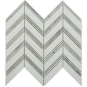 Chevron Weave - Thassos with Bianco Carrara Strips