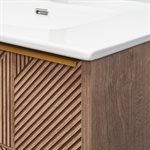 Kora Geo Faux Fluted 32" Single Vanity with Integrated White Ceramic Top & Gold Handles