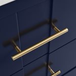 Iconic 36" Navy and Gold Vanity with Pure White Quartz Top