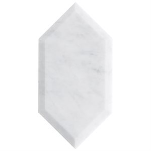 Elongated Beveled Hexagon White Carrara