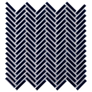 Motek Royal Blue Crackled Glossy Herringbone