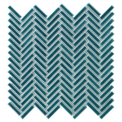 Motek Teal Crackled Glossy Herringbone