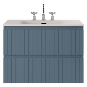 KIT - Adeline Denim 30" Single Vanity with Integrated Solid Surface Top