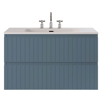 KIT - Adeline Denim 36" Single Vanity with Integrated Solid Surface Top