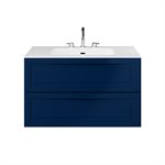 Alma Blue 36" Vanity with Integrated White Solid Surface Top