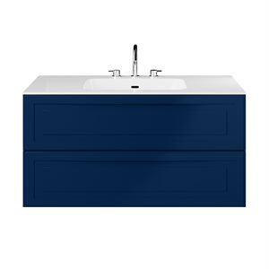 Alma Blue 42" Vanity with Integrated White Solid Surface Top