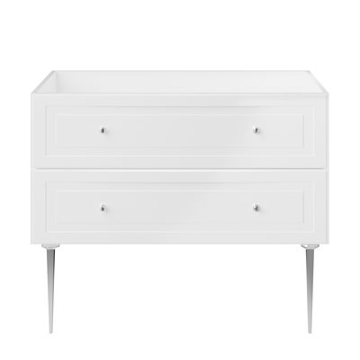 Alma White 42" Vanity with Chrome Legs & Knobs without Top