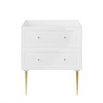 Alma White 30" Vanity with Gold Legs & Knobs without Top