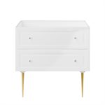 Alma White 36" Vanity with Gold Legs & Knobs without Top