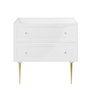 Alma White 36" Vanity with Gold Legs & Knobs without Top