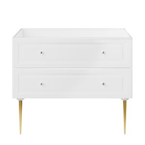 Alma White 42" Vanity with Gold Legs & Knobs without Top