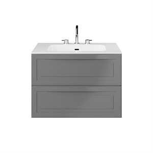 Alma Gray 30" Single Vanity with Integrated White Solid Surface Top