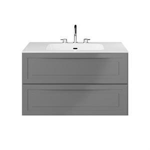 Alma Gray 36" Vanity with Integrated White Solid Surface Top