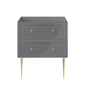 Alma Gray 30" Vanity with Gold Legs & Knobs without Top