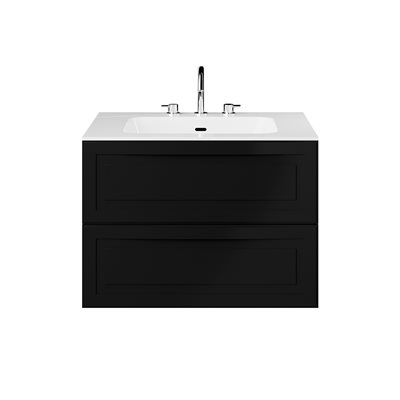 Alma Black 30" Vanity with Integrated White Solid Surface Top