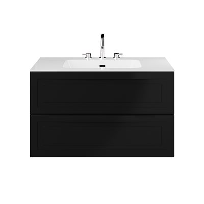 Alma Black 36" Vanity with Integrated White Solid Surface Top