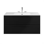 Alma Black 42" Vanity with Integrated White Solid Surface Top