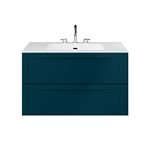 Alma Turquoise 36" Vanity with Integrated White Solid Surface Top