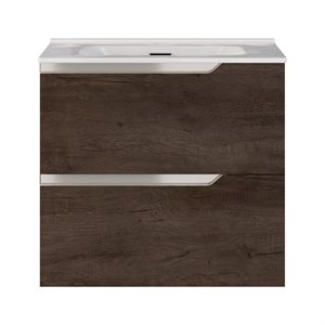 Duo Weathered Oak 24" Single Vanity with Integrated White Ceramic Top