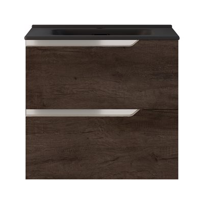 Duo Weathered Oak 24" Single Vanity with Integrated Black Ceramic Top