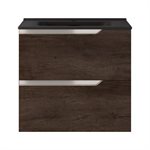 Duo Weathered Oak 24" Single Vanity with Integrated Black Ceramic Top