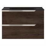 Duo Weathered Oak 32" Single Vanity with Integrated Black Ceramic Top