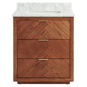 Marilyn Woodgrain 30" Single Vanity with Carrara Marble Top