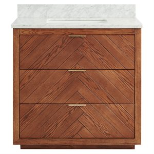 Marilyn Woodgrain 36" Single Vanity with Carrara Marble Top