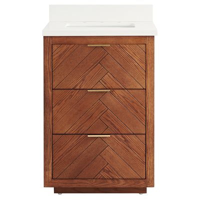 Marilyn Woodgrain 24" Single Vanity with Pure White Quartz Top