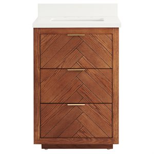 Marilyn Woodgrain 24" Single Vanity with Pure White Quartz Top