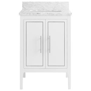 Province White and Silver 24" Single Vanity with Carrara Marble Top