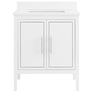 Province White and Silver 30" Single Vanity with Pure White Quartz Top