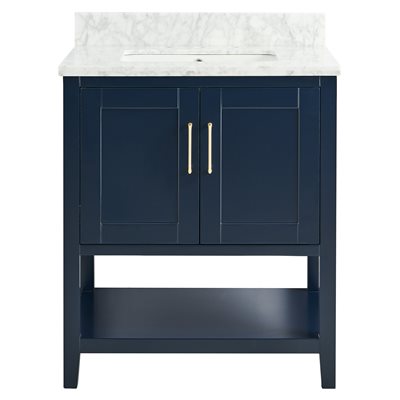 Sheraton 30" Navy Vanity with Carrara Marble Top