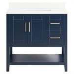 Sheraton 36" Navy Vanity with Pure White Quartz Top