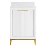 Bungalow 24" White and Gold Bathroom Vanity with Pure White Quartz Countertop and Basin