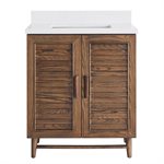 Lowell 30" Woodgrain Bathroom Vanity with Pure White Quartz Countertop and Basin