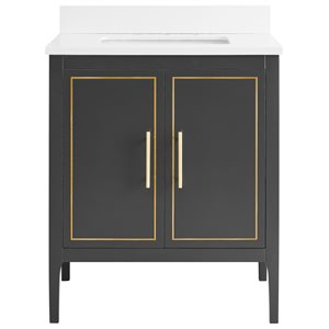 Province Charcoal and Gold 30" Single Vanity with Pure White Quartz Top