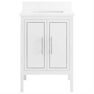 Province White and Silver 24" Single Vanity with Pure White Quartz Top