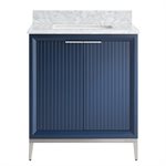 Bungalow 30" Navy and Silver Bathroom Vanity with Carrara Marble Countertop and Basin