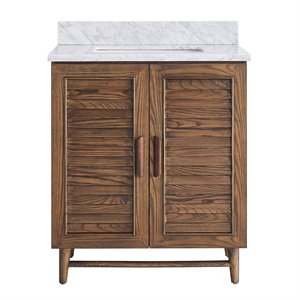 Lowell 30" Woodgrain Bathroom Vanity with Carrara Marble Countertop and Basin