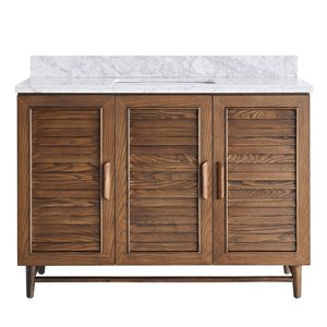 Lowell 48" Woodgrain Bathroom Vanity with Carrara Marble Countertop and Basin