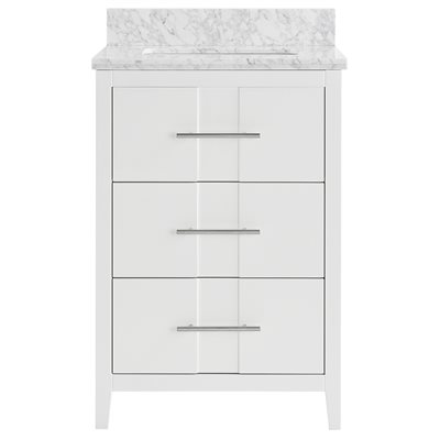 Iconic 24" White and Silver Vanity with Carrara Marble Top