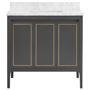 Province Charcoal and Gold 36" Single Vanity with Carrara Marble Top