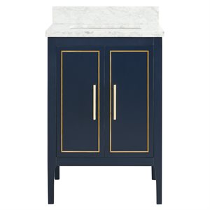 Province Navy and Gold 24" Single Vanity with Carrara Marble Top